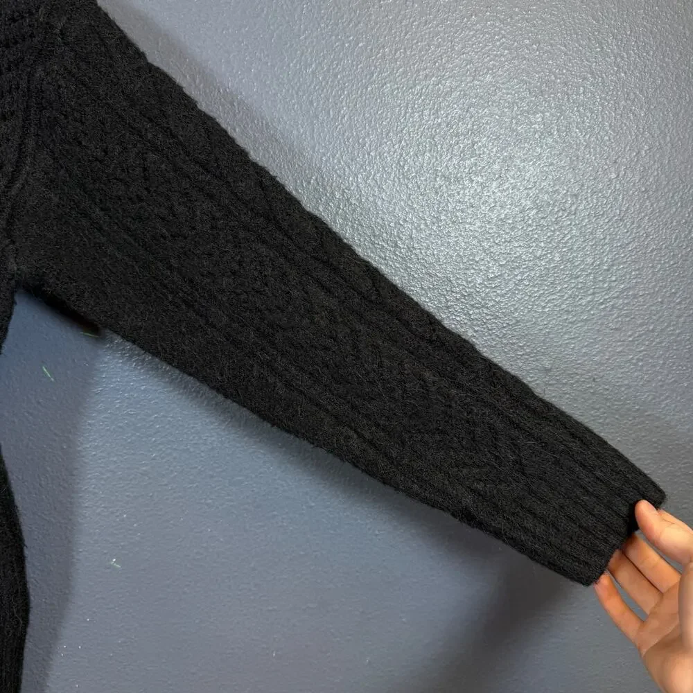 Anthropologie M women’s black classic Pointelle Cardigan knitted sweater